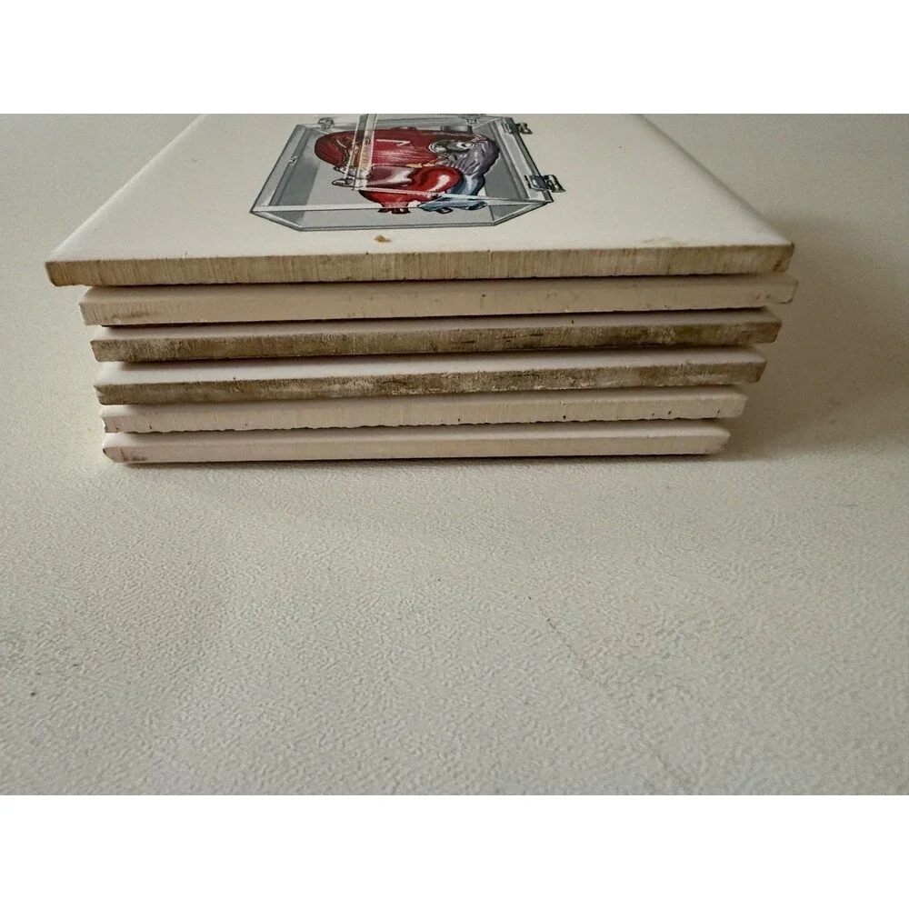 Vintage Lopressor Metoprolol Ceramic Coaster Cork Backing Set of 6 Drug Insert